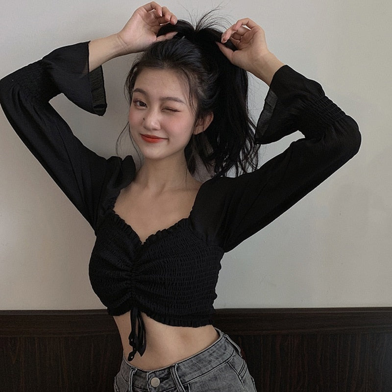 Cropped Wrap Blouse