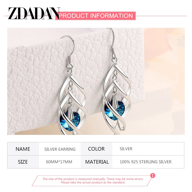 ZDADAN 925 Crystal Dangle Earrings