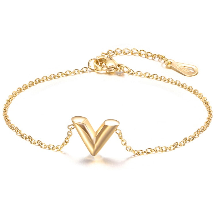 V Letter Pendant Necklace