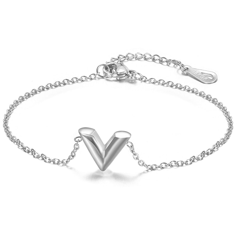 V Letter Pendant Necklace