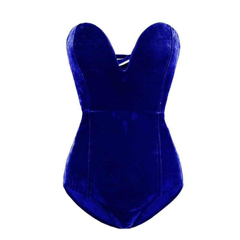 Velvet Lace Up Bodysuit