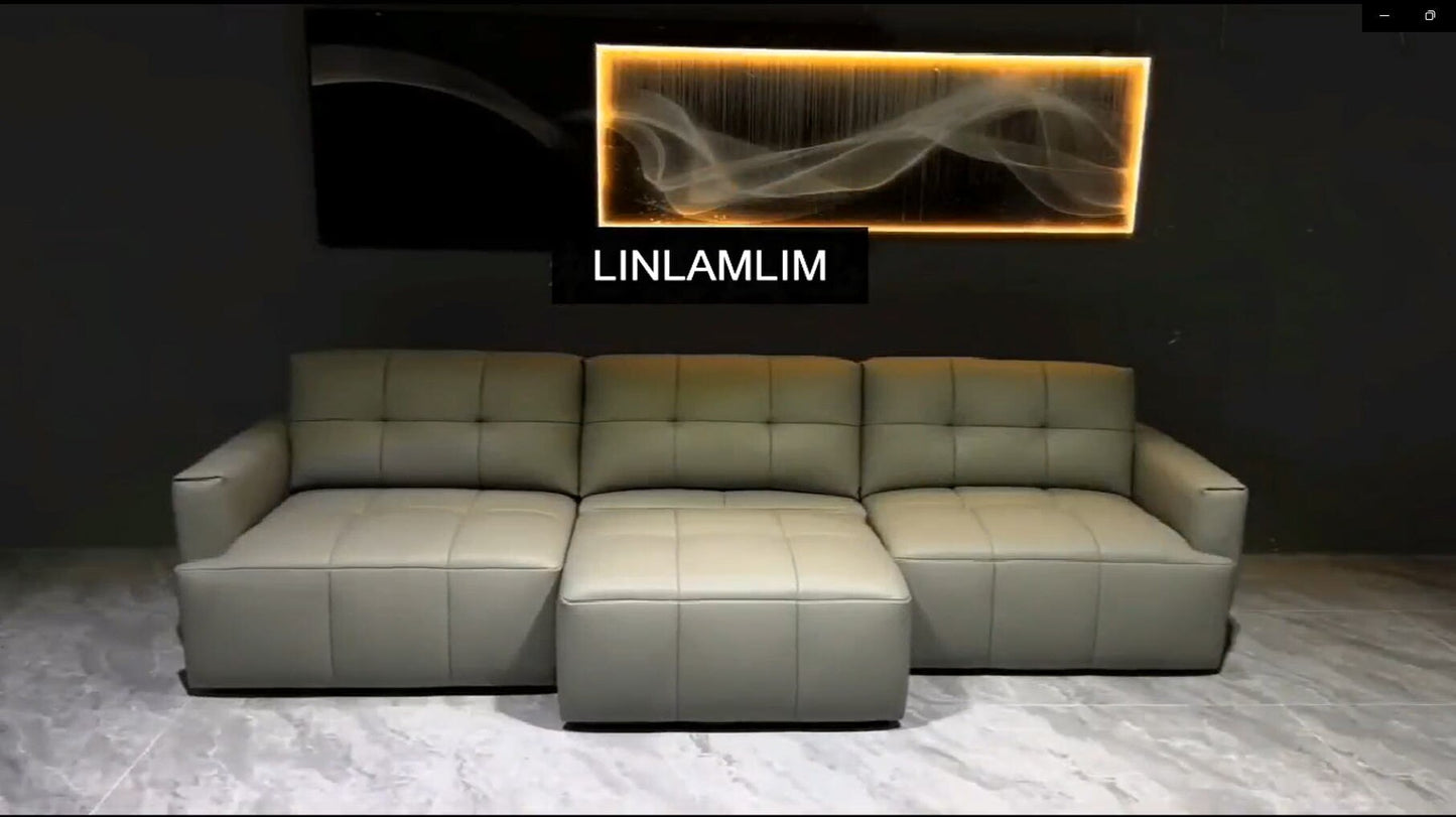 Italian Genuine Leather Convertible Sofa