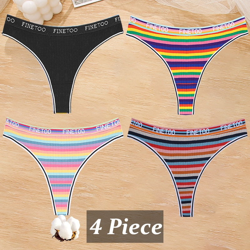 4 PieceCotton Stripe Panties