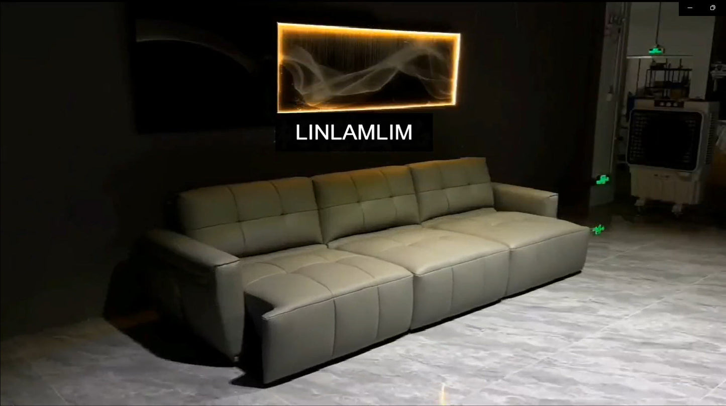 Italian Genuine Leather Convertible Sofa