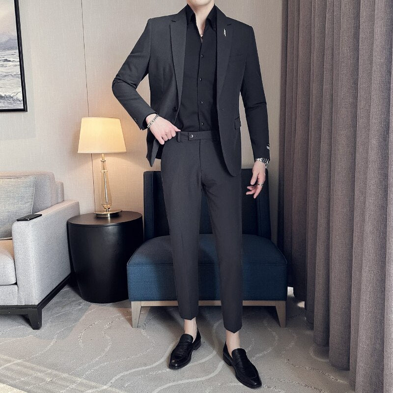 Textured Casual Two-Piece Suit