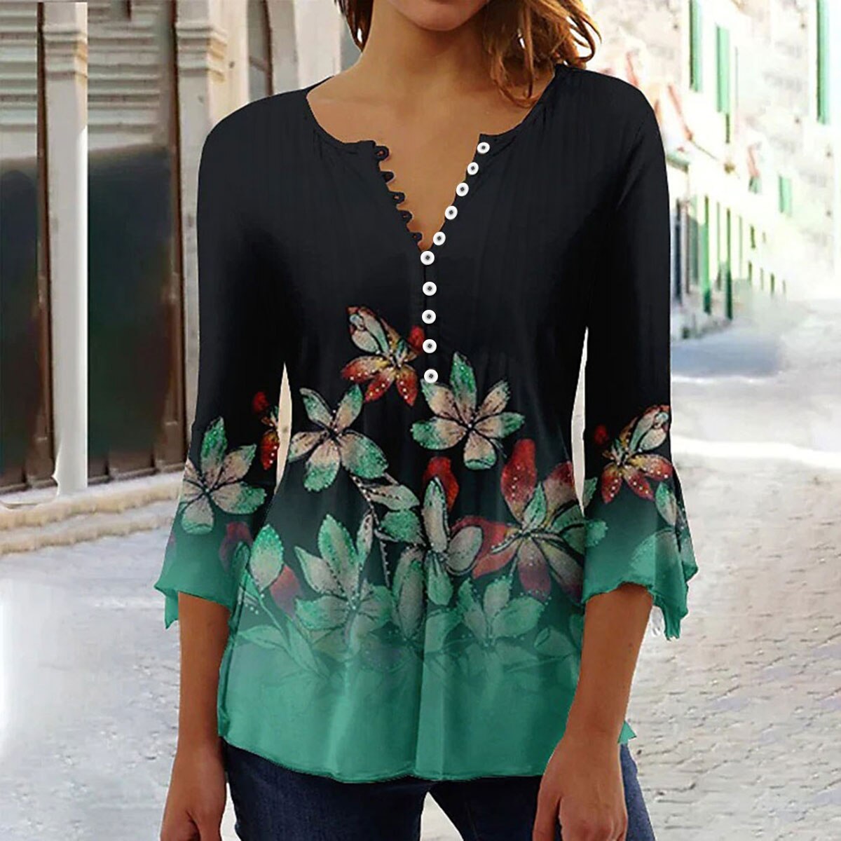 Button-Down Pattern Tee