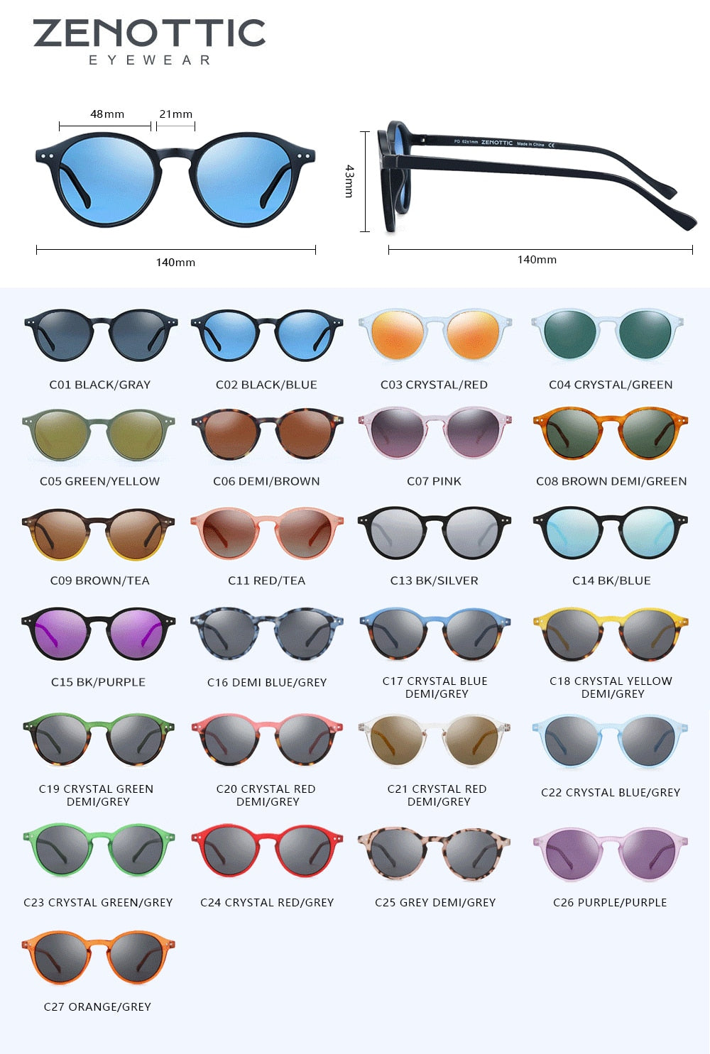 ZENOTTIC Retro Polarized Sunglasses