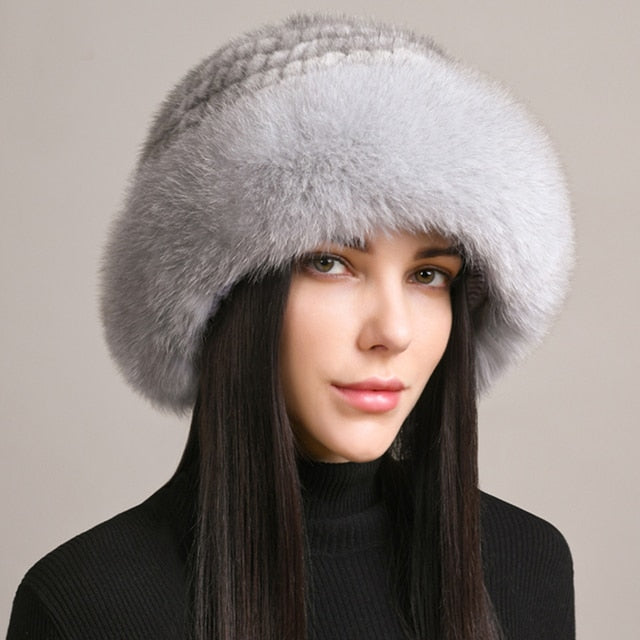 Knitted Mink Fur Hat