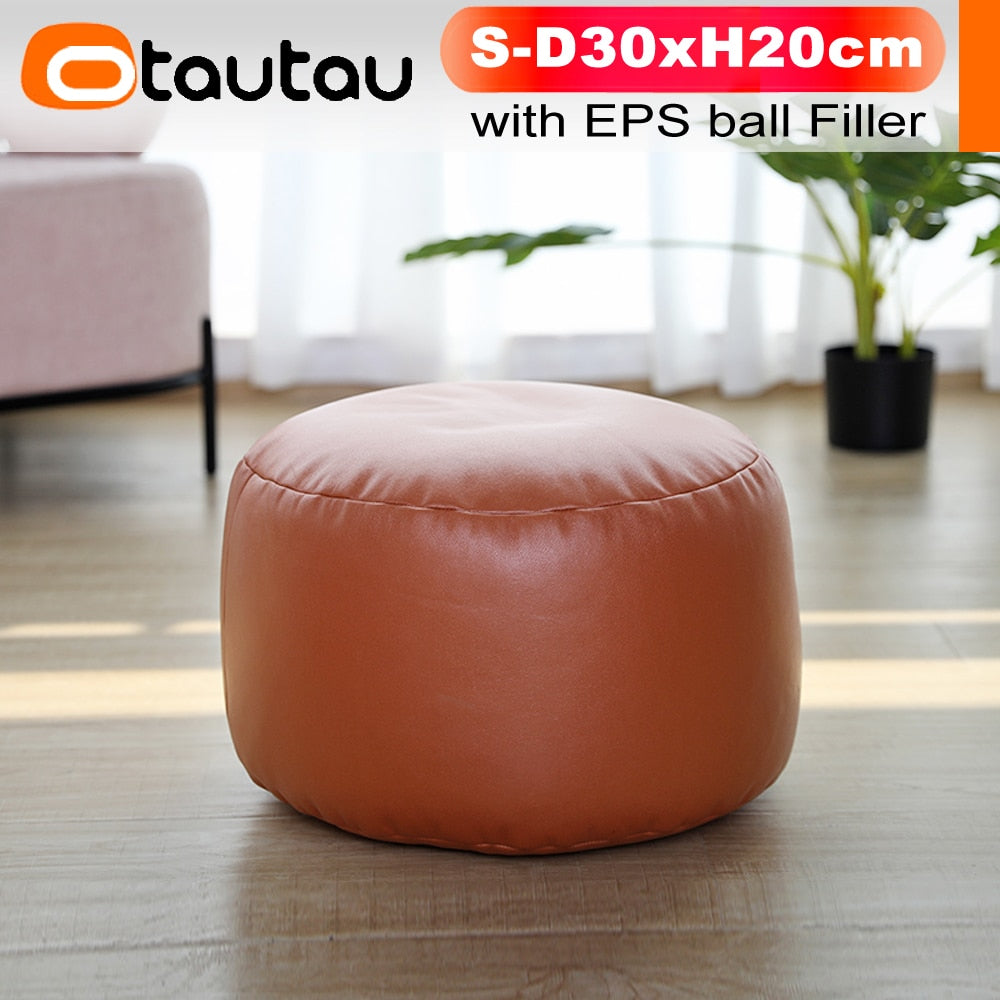 OTAUTAU Round Leather Ottoman