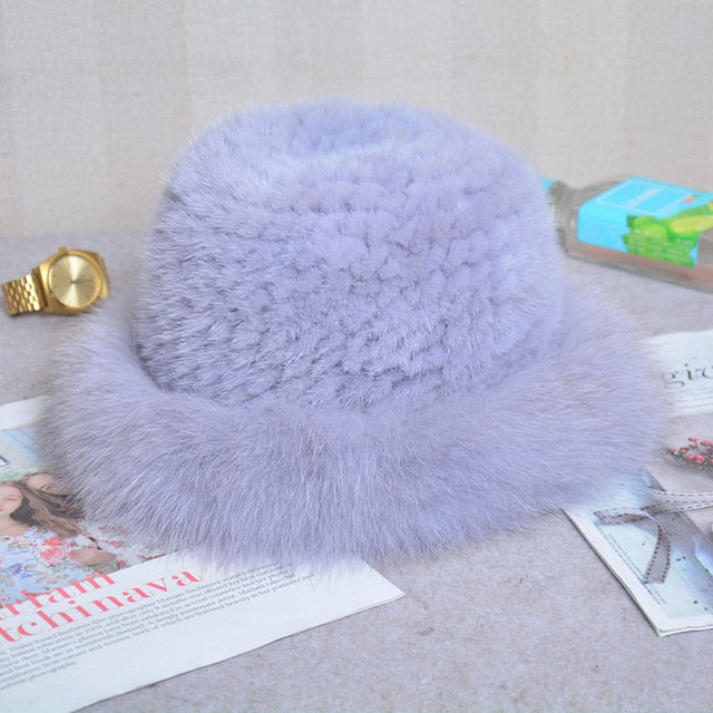 Knitted Mink Fur Hat