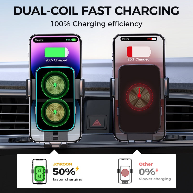 Joyroom 15W Dual Coil Car Phone Holder/Charger