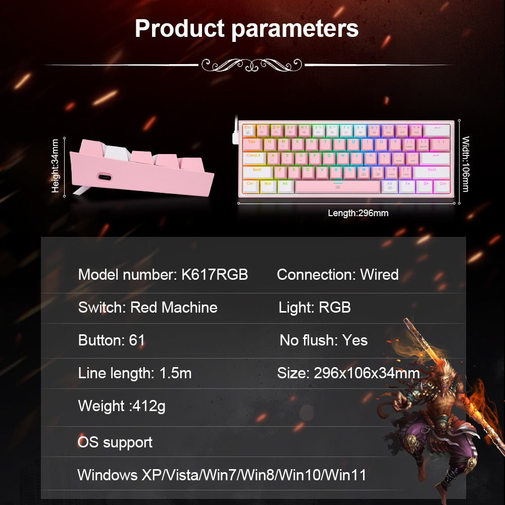REDRAGON RGB USB Mini Keyboard