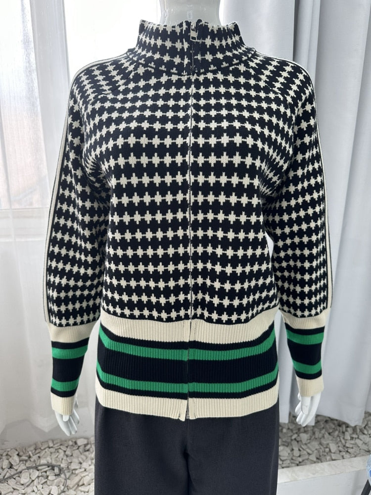 Zip-up Geo Sweater
