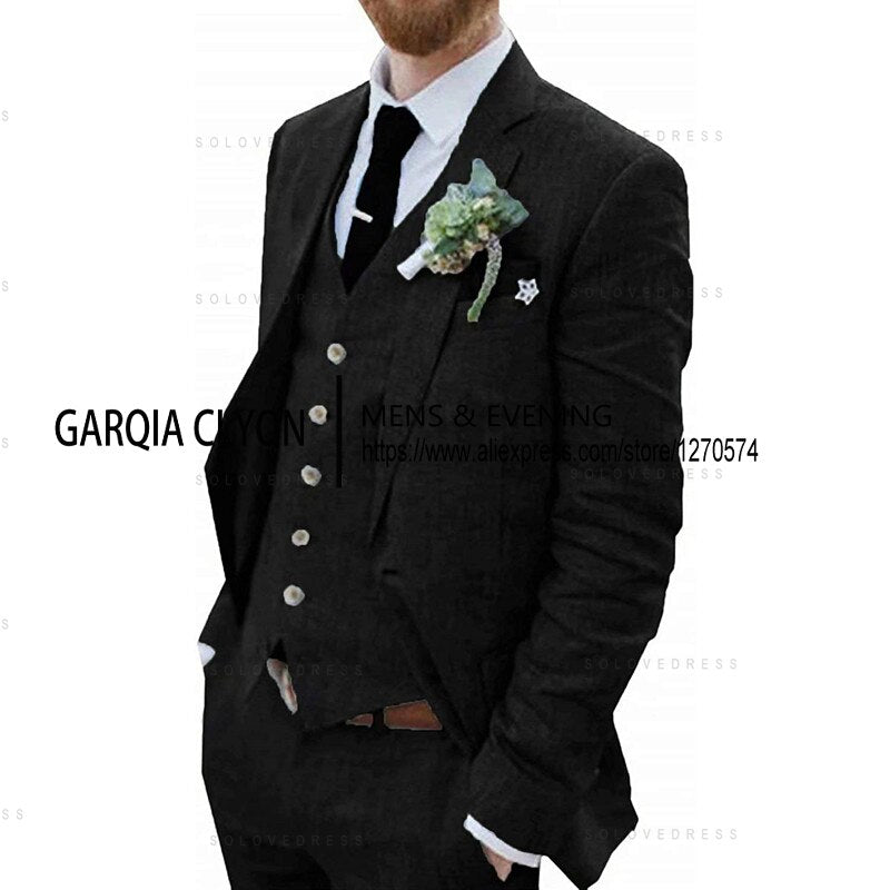 3 Piece Retro Linen Suit