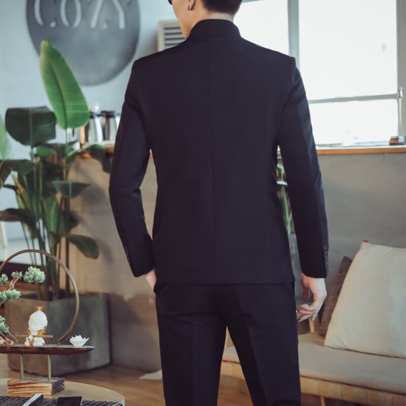 2 Piece Collarless Suit