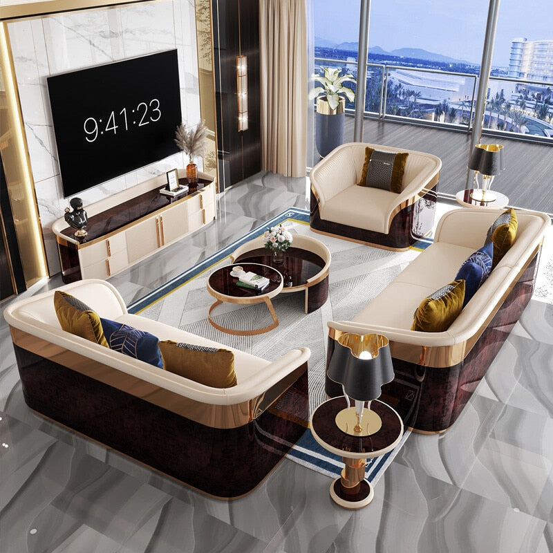 FUNROLUX Luxury Marble TV Cabinet & Coffee Table