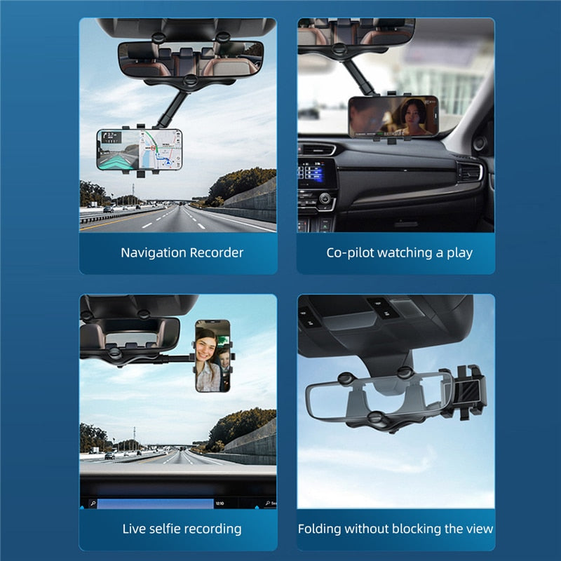 360° Rearview Mirror Phone Holder