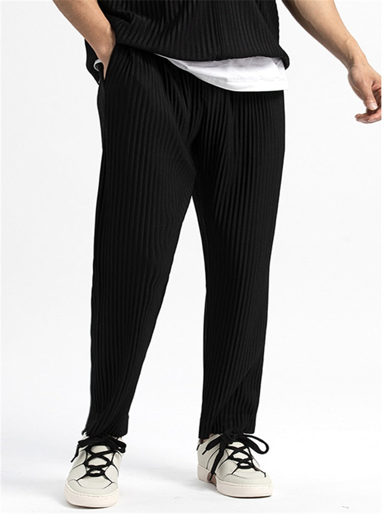 Pleated Cropped Casual Pants