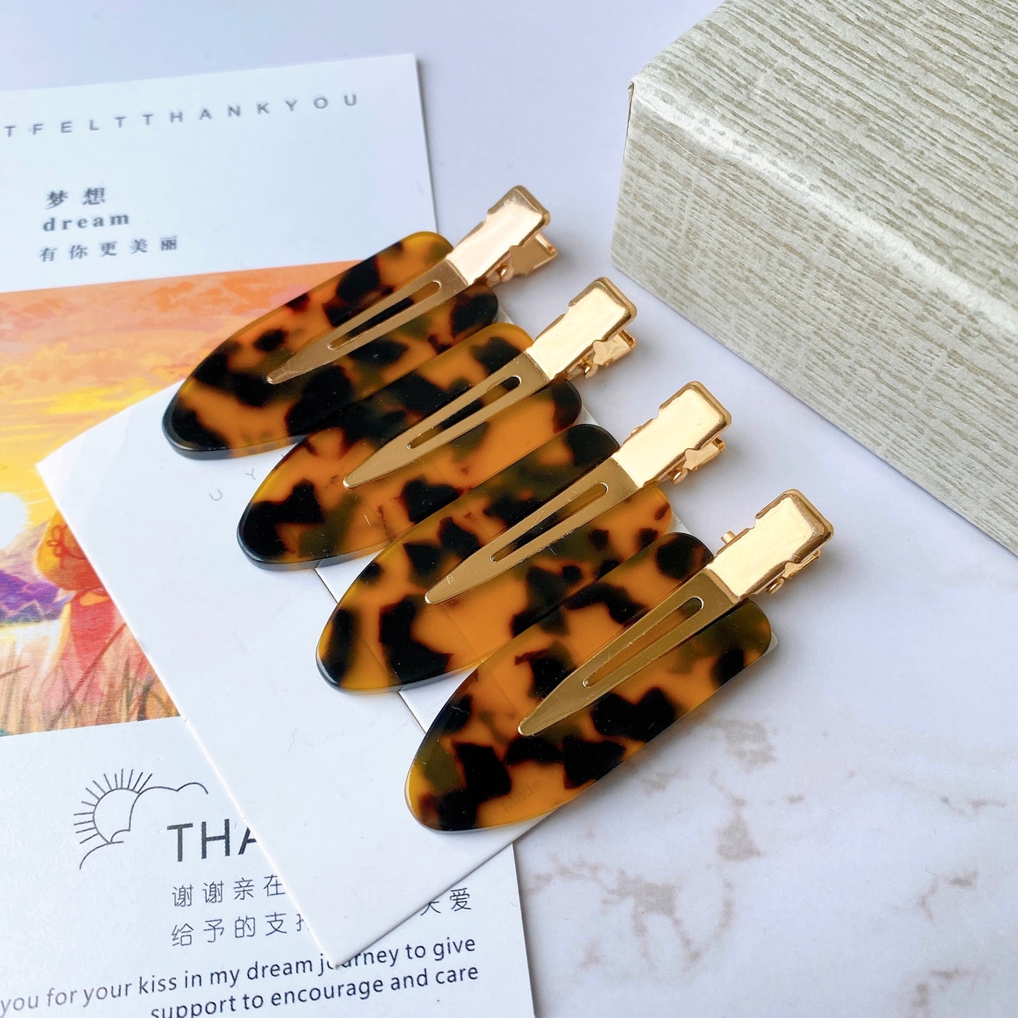 4 Pcs Simple Leopard Hair Clip