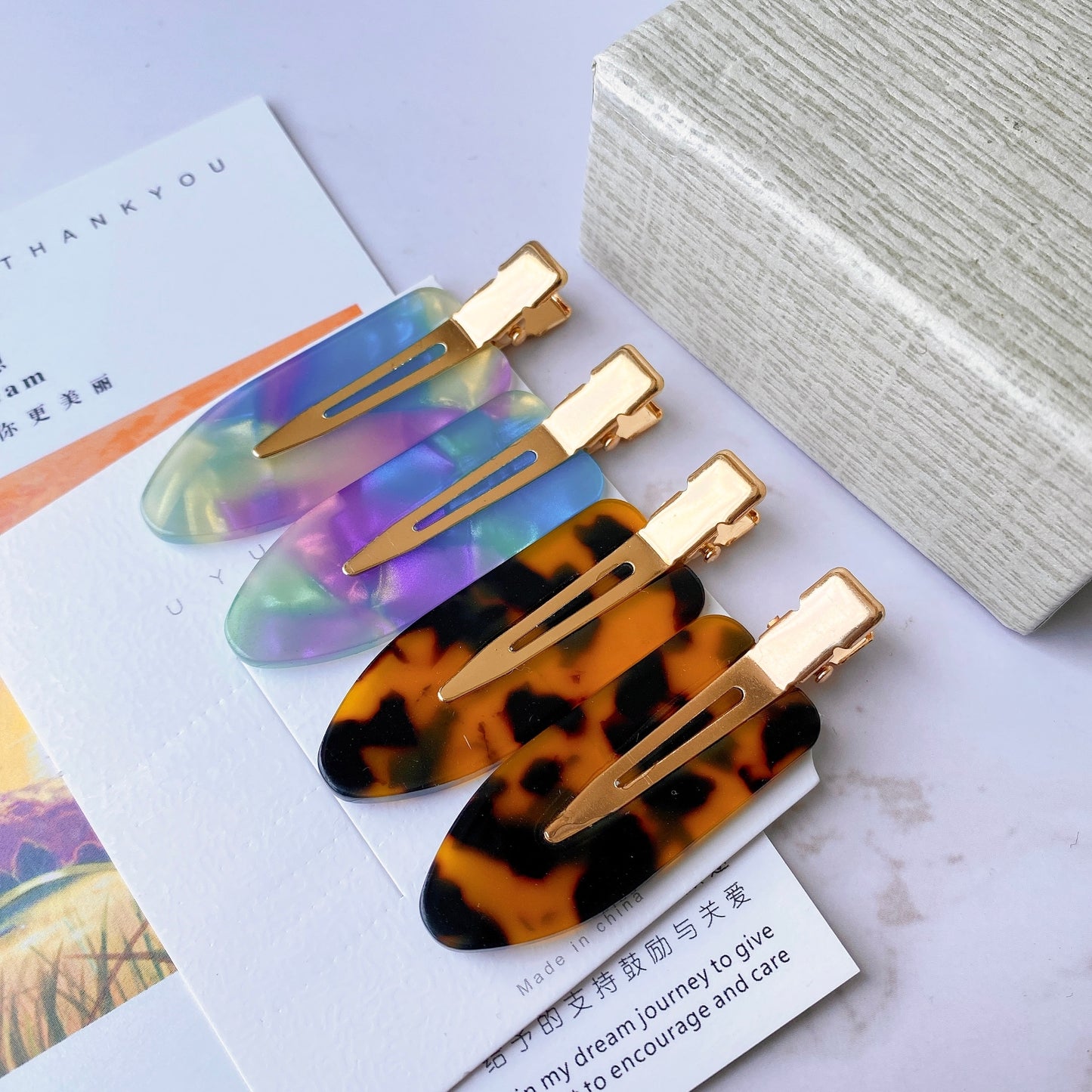 4 Pcs Simple Leopard Hair Clip