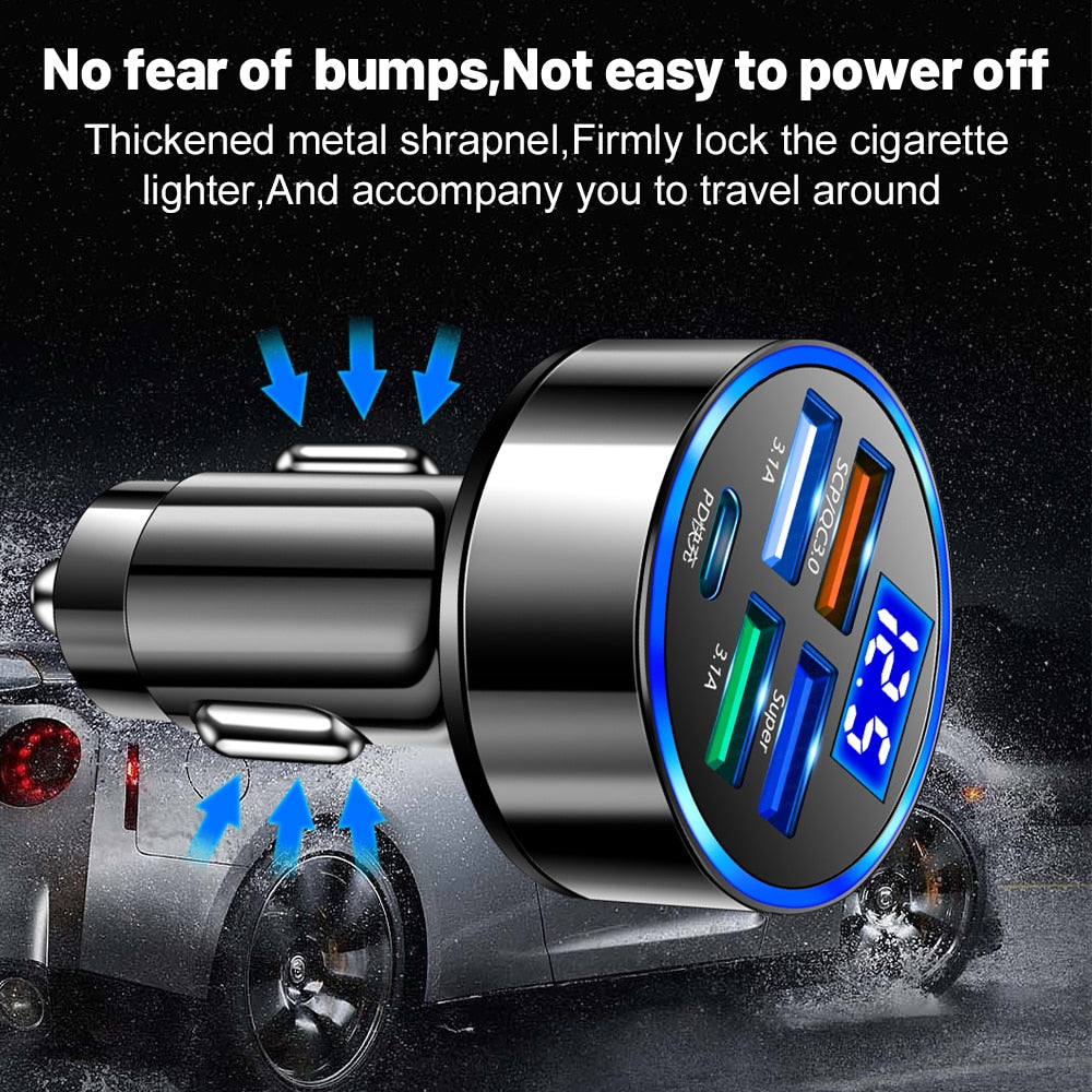 250W 5 Port LED Car Charger