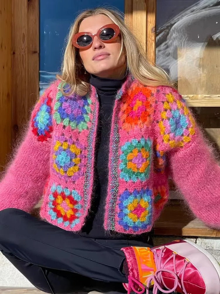 Hollow-Out Knit Cardigan