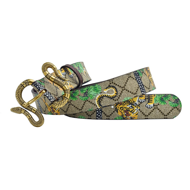 Green Tiger Leather Belt