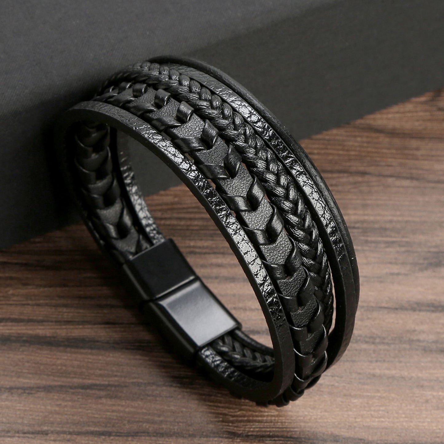 Lava Bead Leather Bracelet
