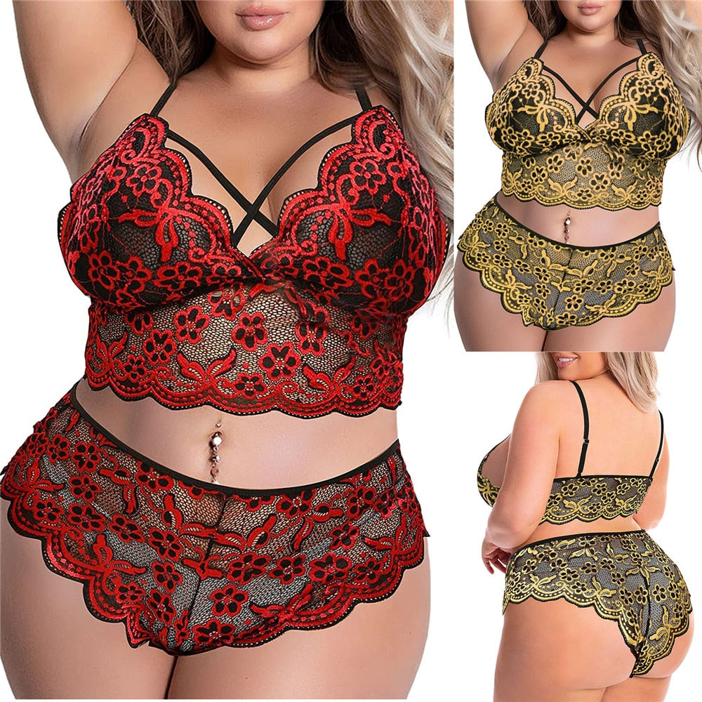Plus Size 2 Piece Lingerie Set
