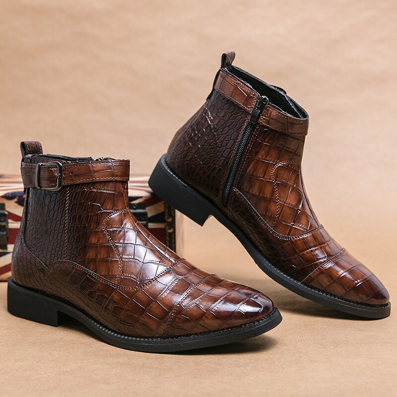 Crocodile Buckle Boots