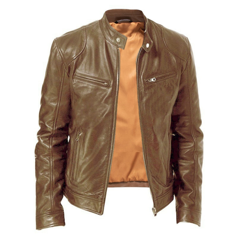 Faux Leather Slim Jacket