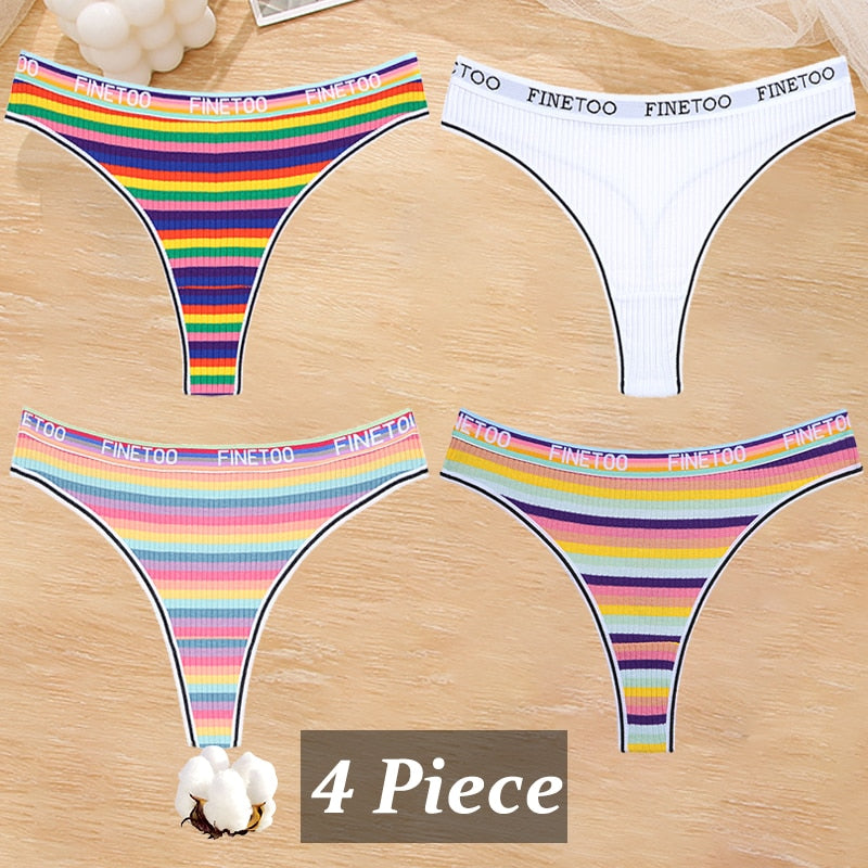 4 PieceCotton Stripe Panties