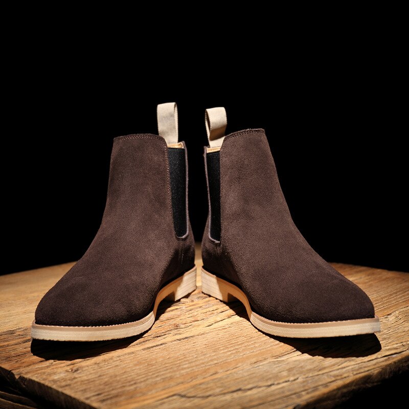 Pointed Suede Chelsea Boots
