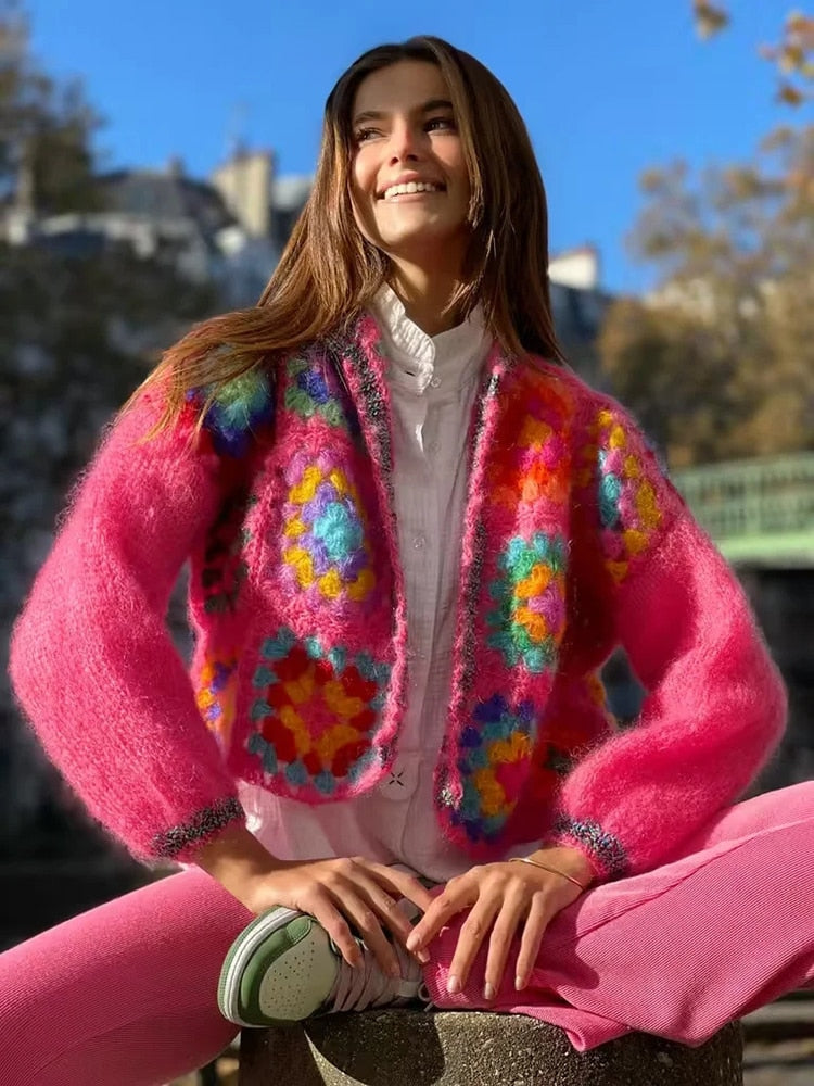 Hollow-Out Knit Cardigan