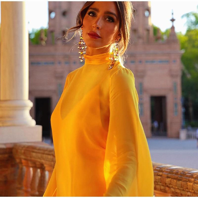 Long Sleeved Feather Dress