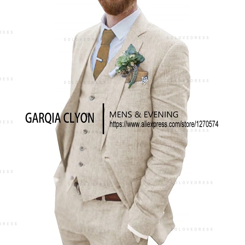 3 Piece Retro Linen Suit