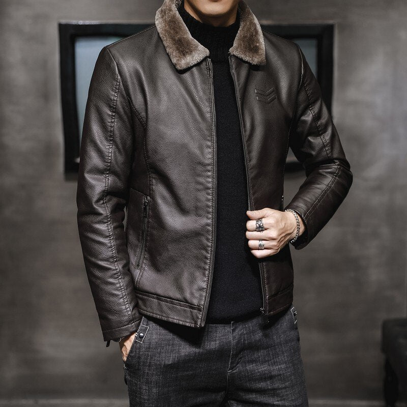 Faux Leather Wooly Jacket
