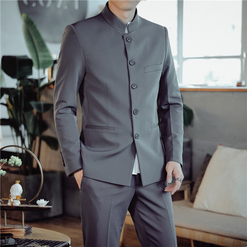 2 Piece Collarless Suit