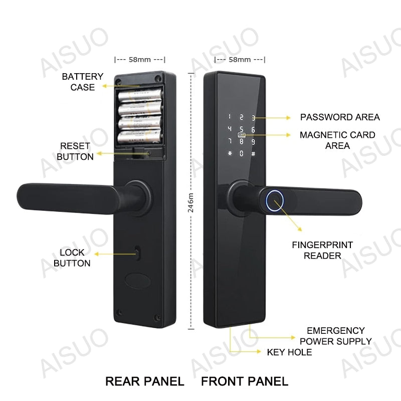AISUO Bluetooth Fingerprint Smart Door Lock
