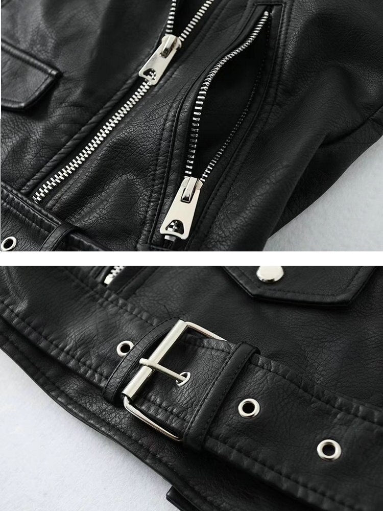 Women Motorcycle Black Leather Vest