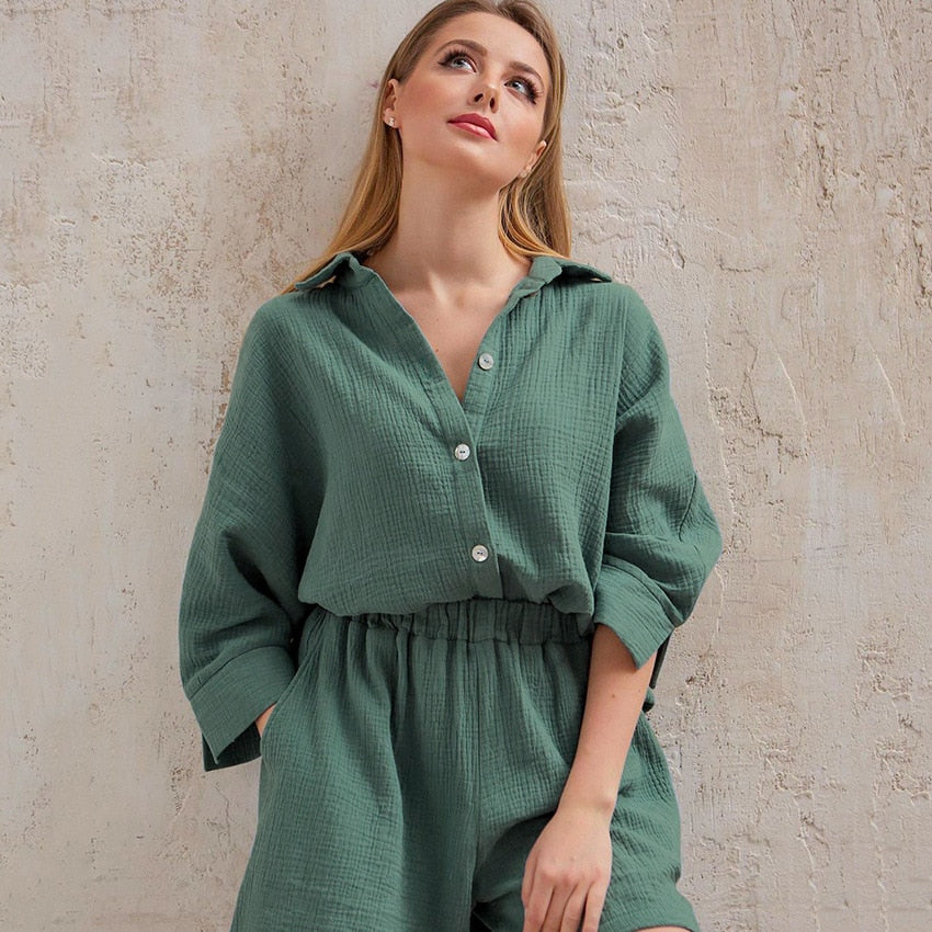 Linen Shorts and Top Set