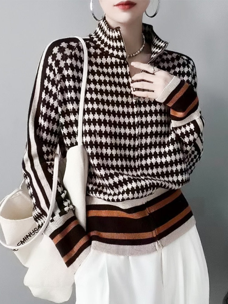 Zip-up Geo Sweater
