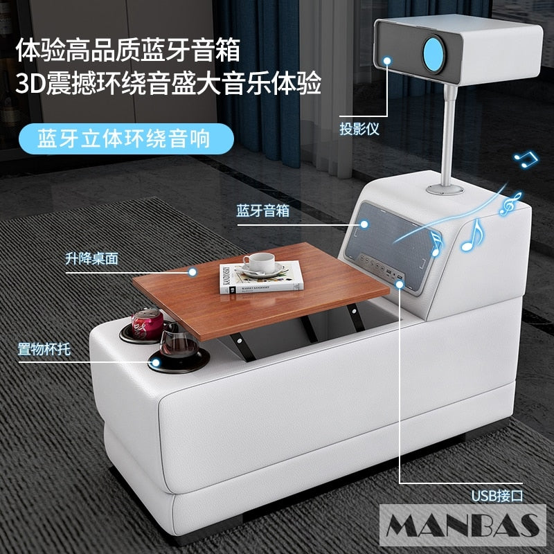 Italian Leather BT Sofa w/ Projector