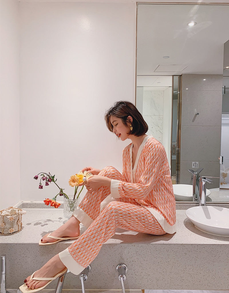 V Neck Luxury Pajamas