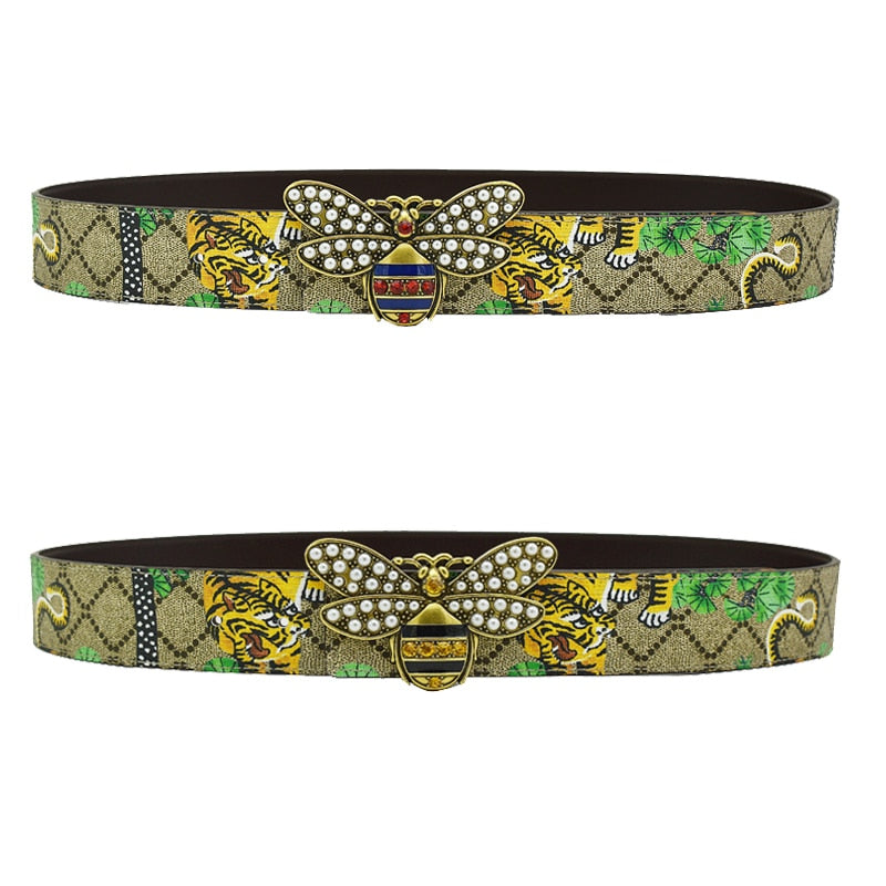 Green Tiger Leather Belt