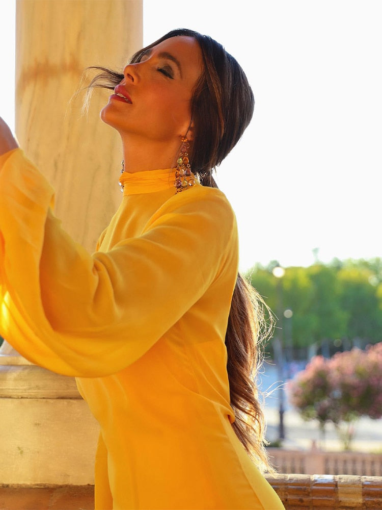 Long Sleeved Feather Dress