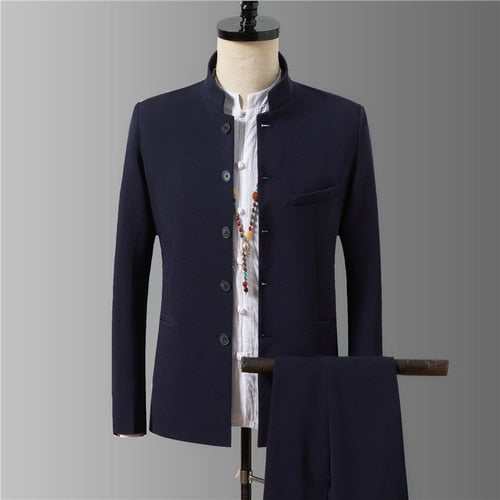 2 Piece Collarless Suit