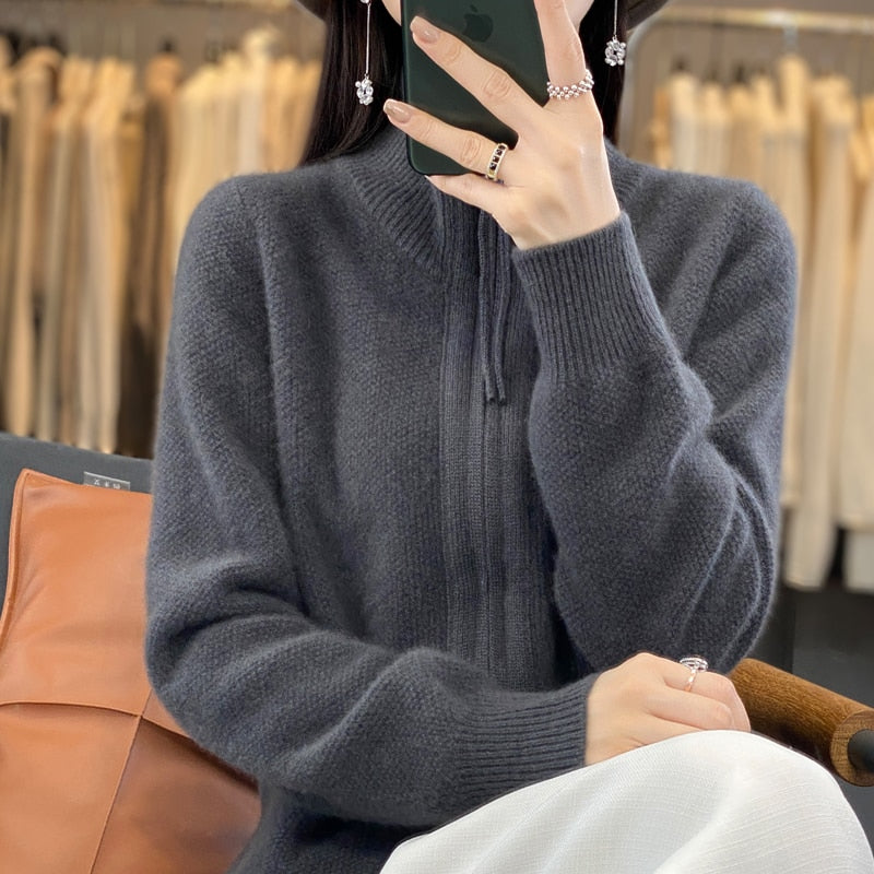 Merino Wool Knitted Zip Up