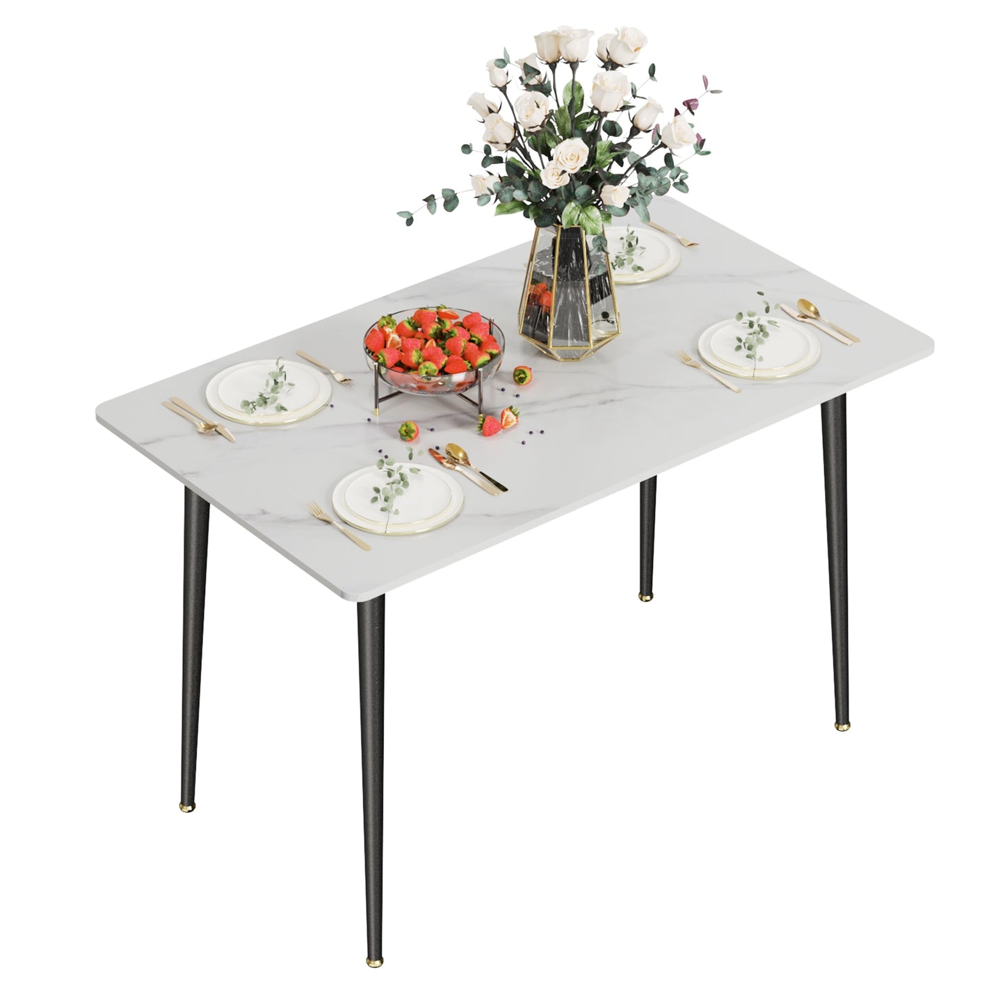 White Stone Top Dining Table