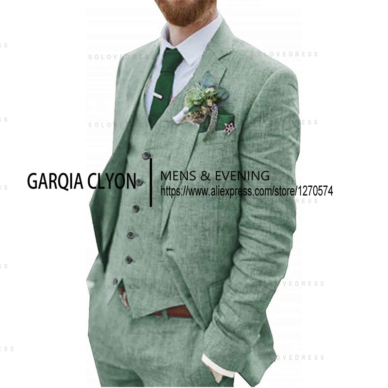 3 Piece Retro Linen Suit